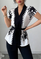 Women's Elegant Commute Floral Print Short Sleeve Top