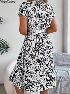 Women's VigoCasey Elegant Flower Print Short Dress