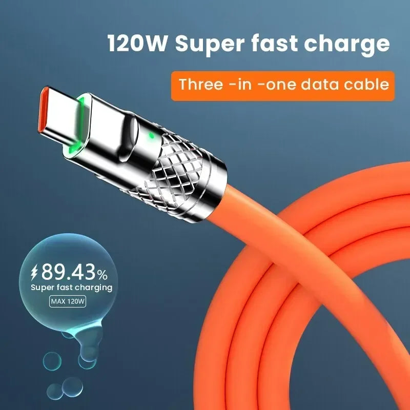 3 in 1 Micro USB iPhone Charging Cable 120W