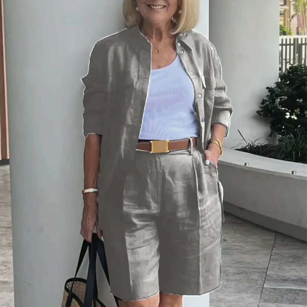 Women's Elegant Solid Color Shorts Sets