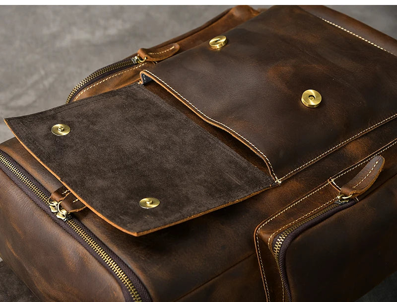 Vintage Crazy Horse Genuine Leather Hiking Backpack