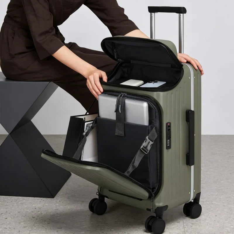 20" Multifunctional Front Opening Carry-on Luggage