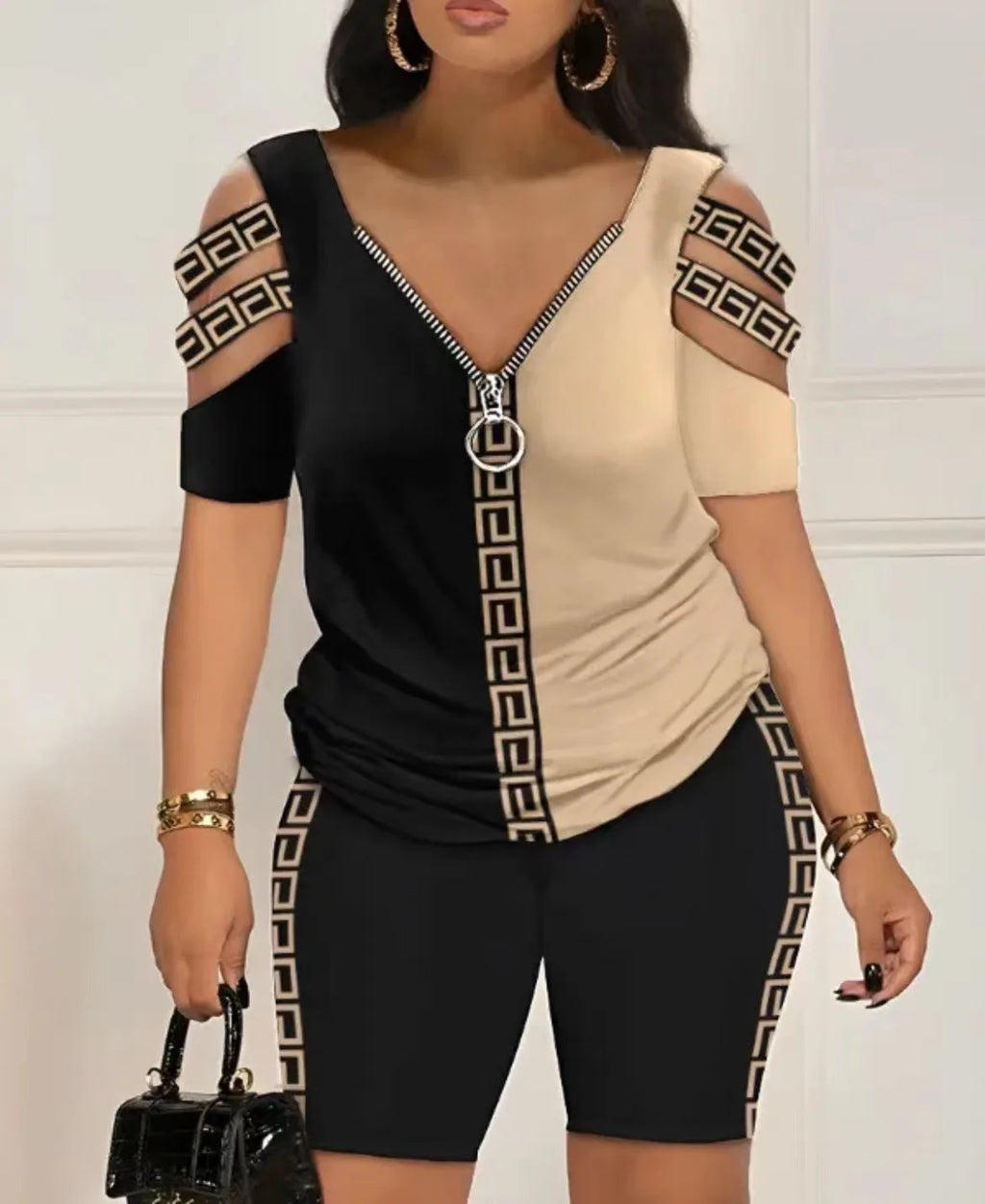 Women's Fashion Sexy Out T-Shirt and Shorts