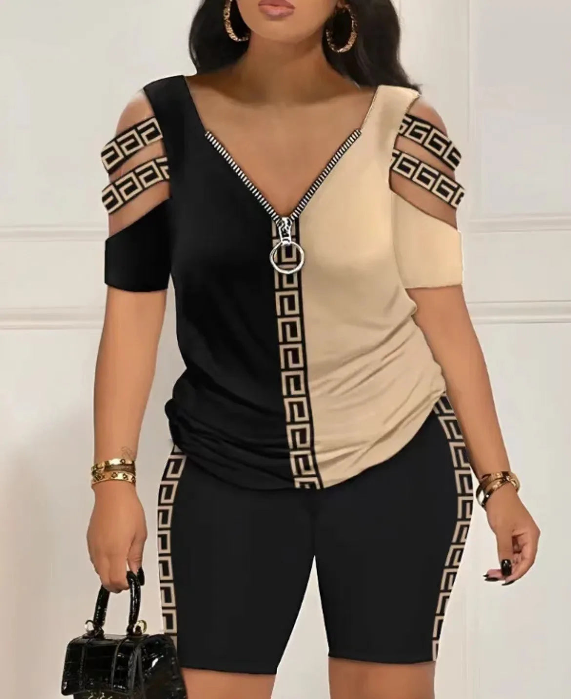 Women's Fashion Sexy Out T-Shirt and Shorts