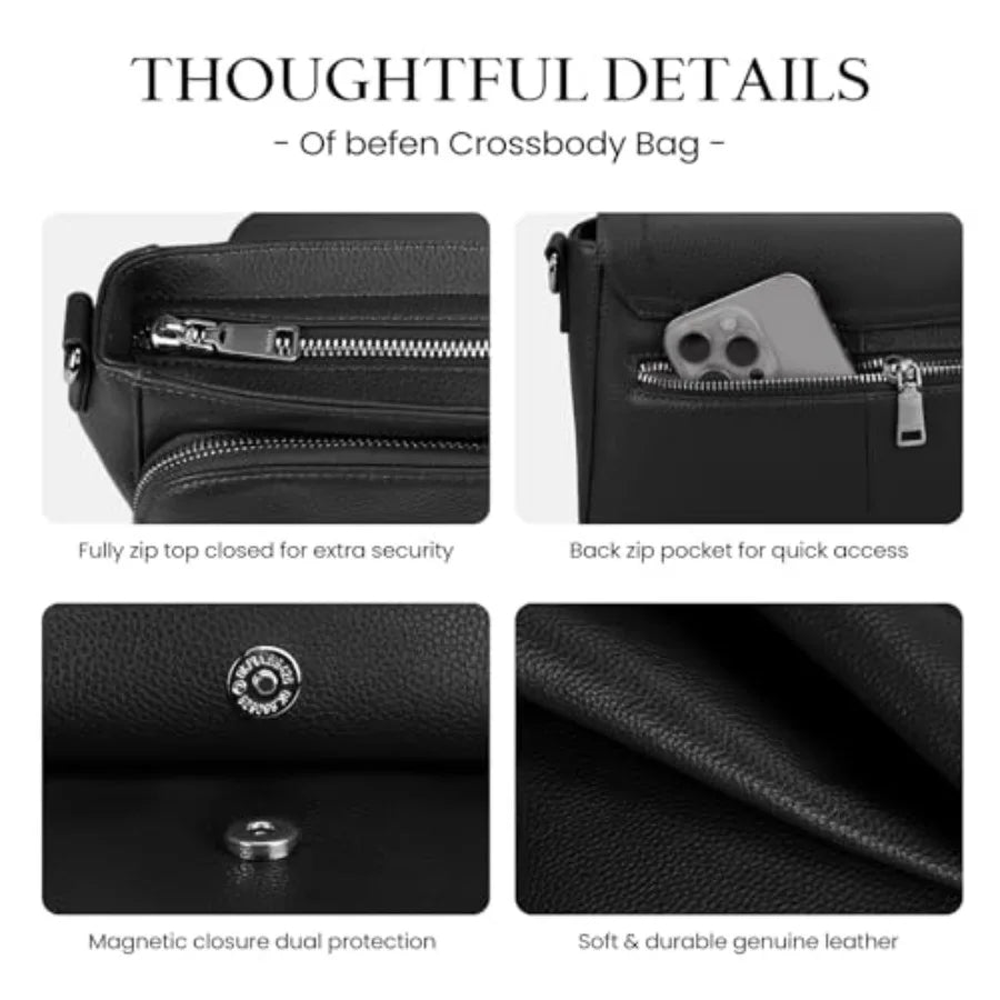 Genuine Leather RFID Crossbody Bag