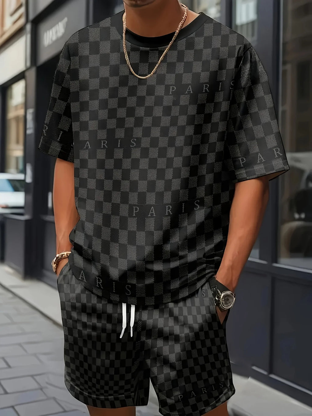 Men's 3D Printed Polyester Shorts Set