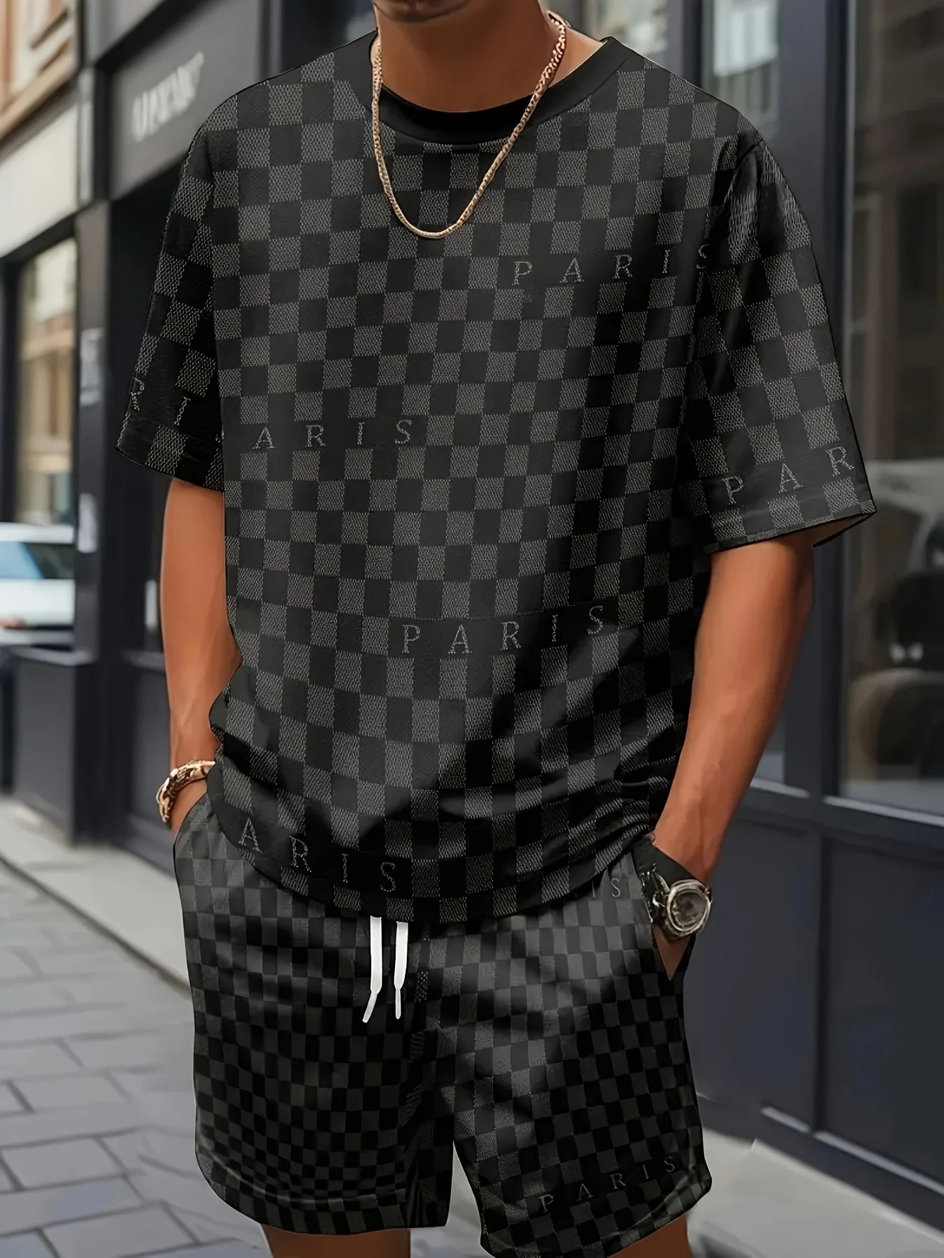 Men's 3D Printed Polyester Shorts Set