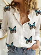 Women's Vintage Cotton Linen Blouse