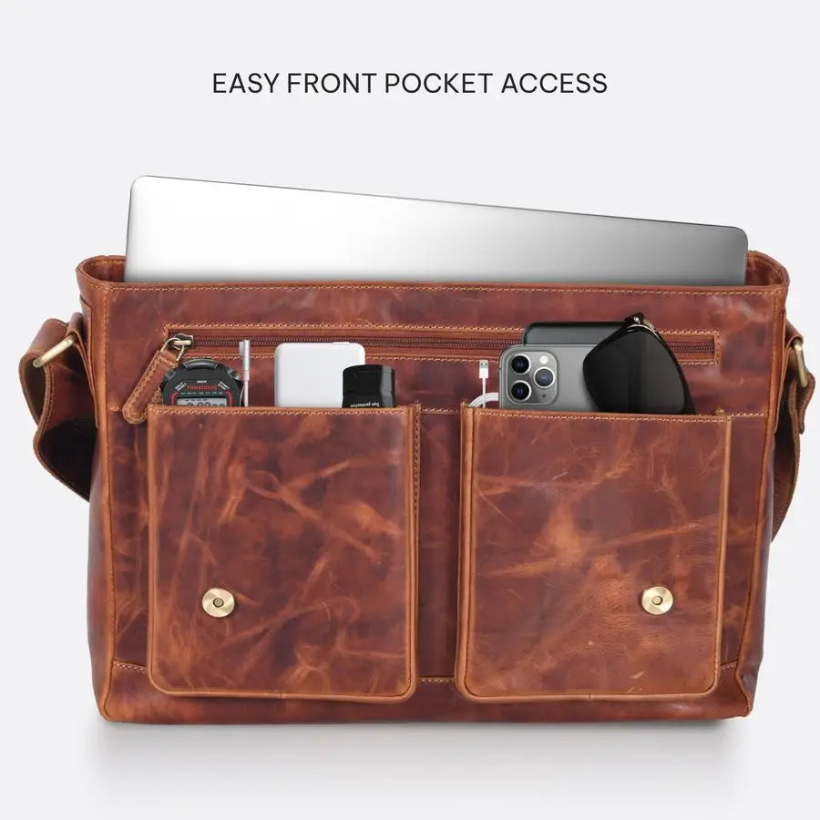 Real Genuine Leather Messenger Bag