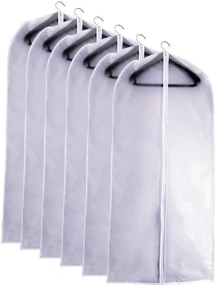 6 Sets Clear Plastic Garment Bags w/Zipper