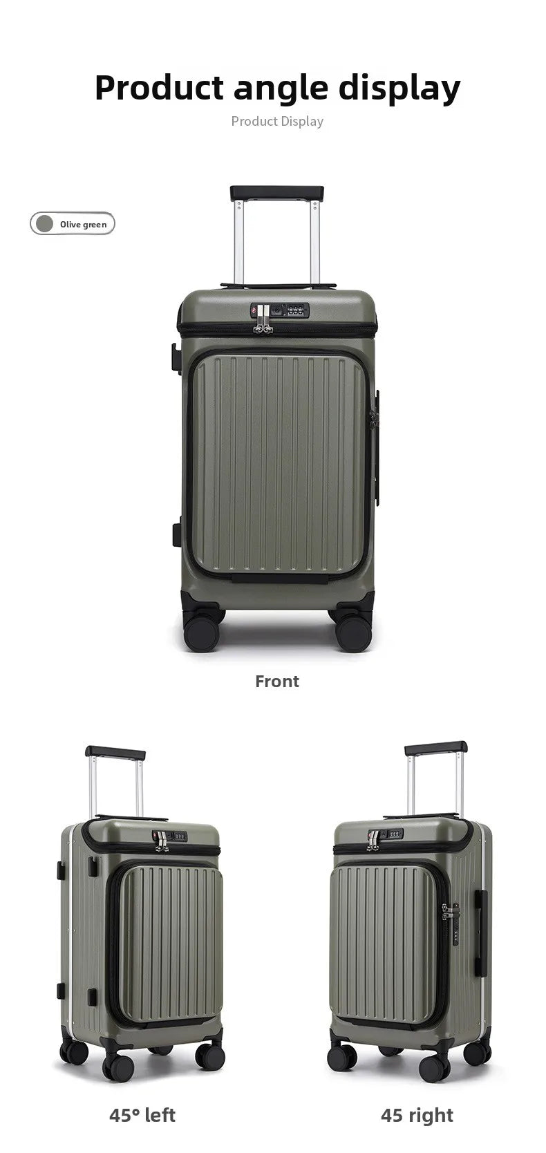 20" Multifunctional Front Opening Carry-on Luggage