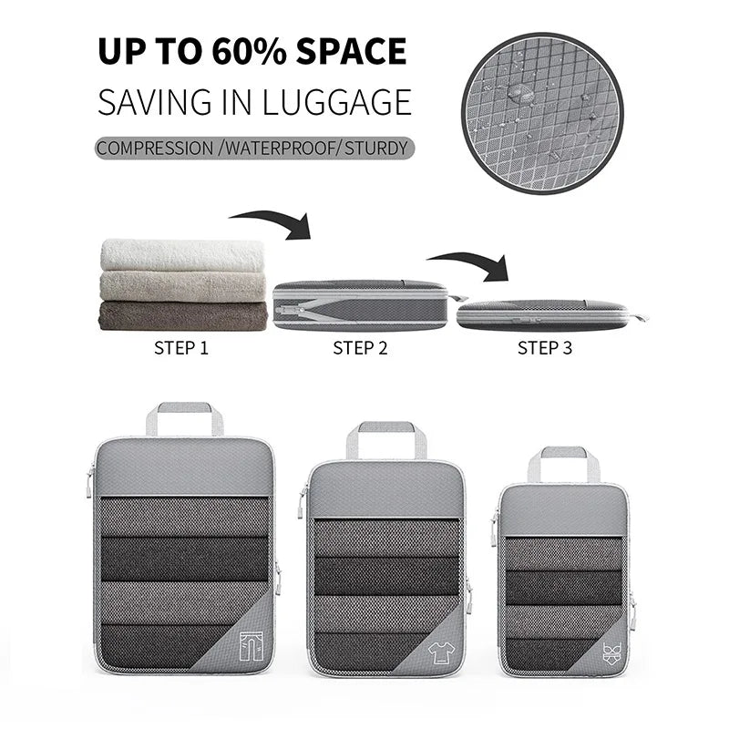 Travel Compression Storage Bag Set w/Shoe Bag