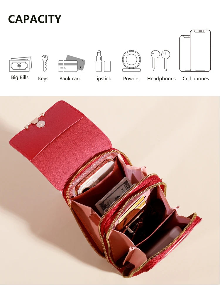 Soft Leather Touch Screen Crossbody