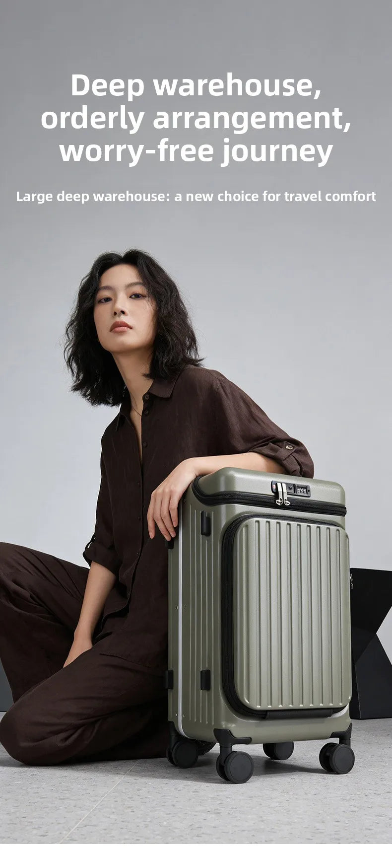 20" Multifunctional Front Opening Carry-on Luggage