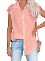 Women's Summer Solid Cotton Linen Shirt