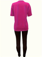 Women's T-Shirt Top & Medium Stretch Comfy Pants