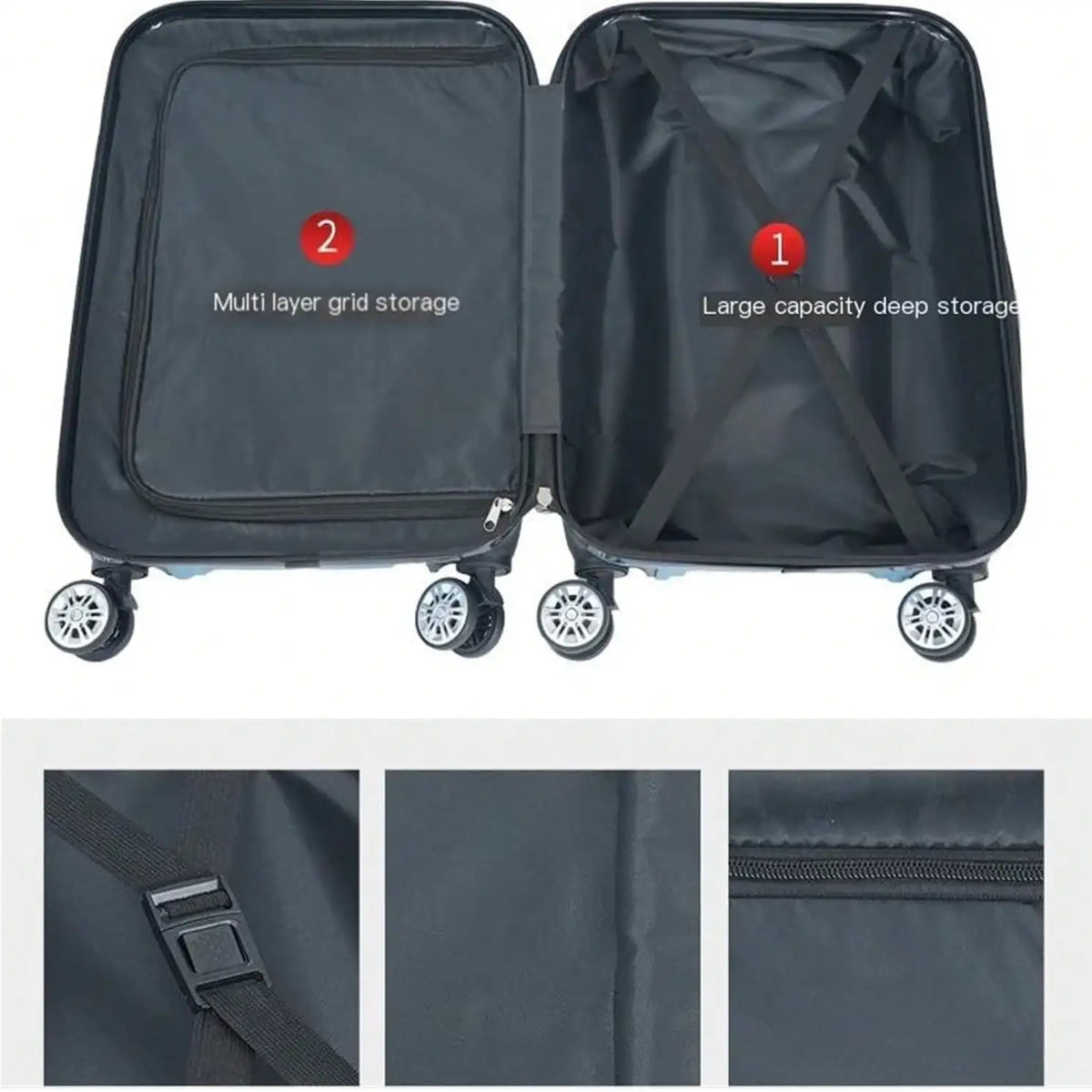 2Pcs Travel Luggage Set with Lightweight Cosmetic Bag