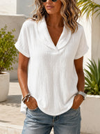 Women's Breathable Crinkle Cotton Linen Blouse