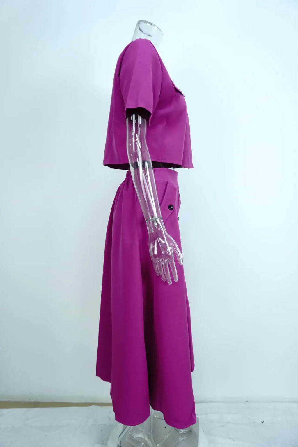 Women's Two Piece Summer Short Sleeve O-Neck Shirt and Skirt Set