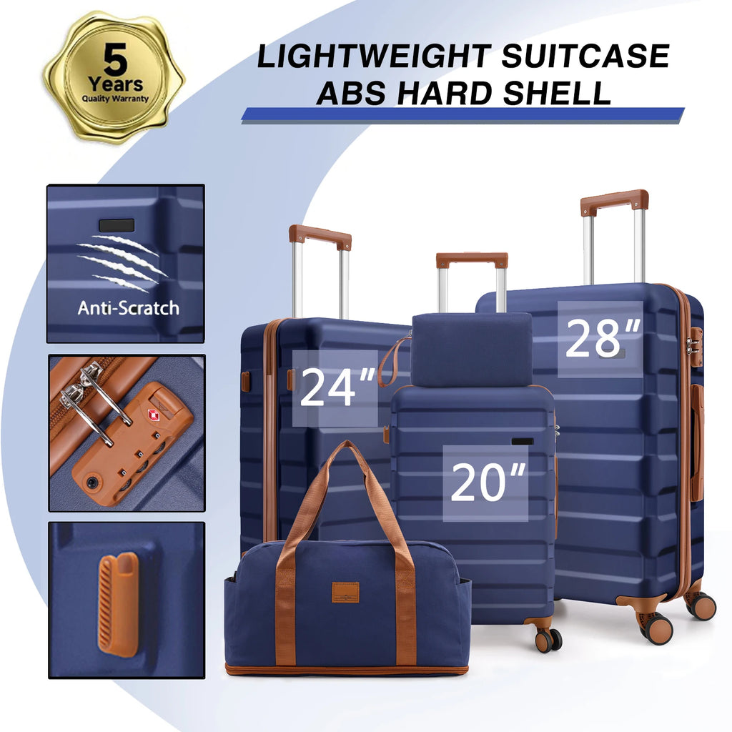 3/5pcs 20/24/28" Luggage Set w/Toiletry Bag & Duffel Bag