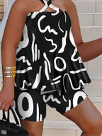 Women's Sleeveless Beach Printed Short Sets