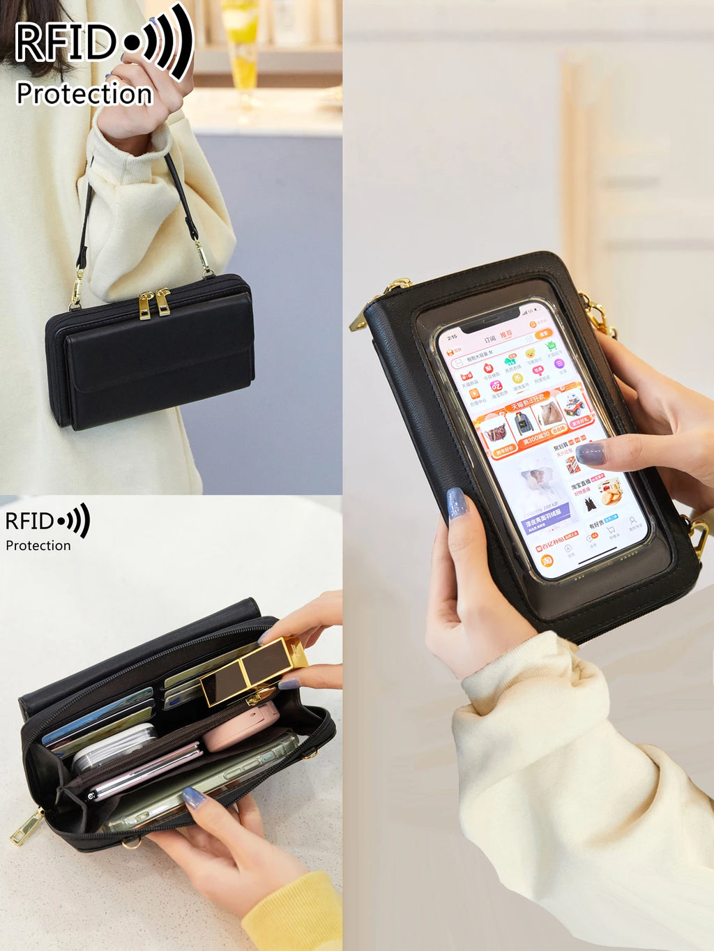 RFID Touchscreen Phone Wallet Crossbody