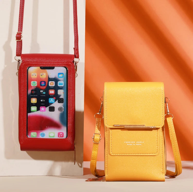 Soft Leather Touch Screen Crossbody