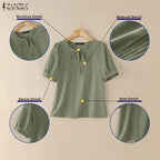 Women's Lace Up Blouse w/Puff Sleeves