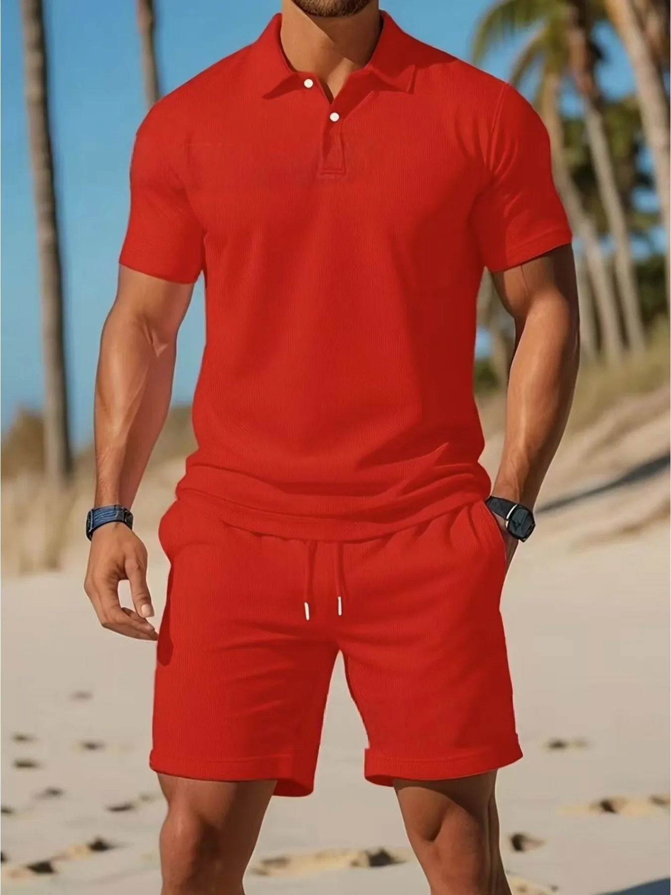 Men's Fashionable Slim Fit Shorts Set