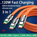 3 in 1 Micro USB iPhone Charging Cable 120W