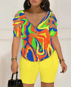 Women's Fashion Sexy Out T-Shirt and Shorts