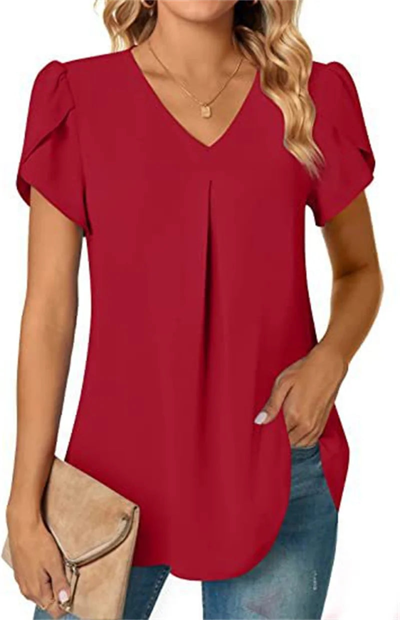 Women's V-Neck Splice Lace Decoration Pullover