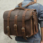 Vintage Crazy Horse Genuine Leather Hiking Backpack