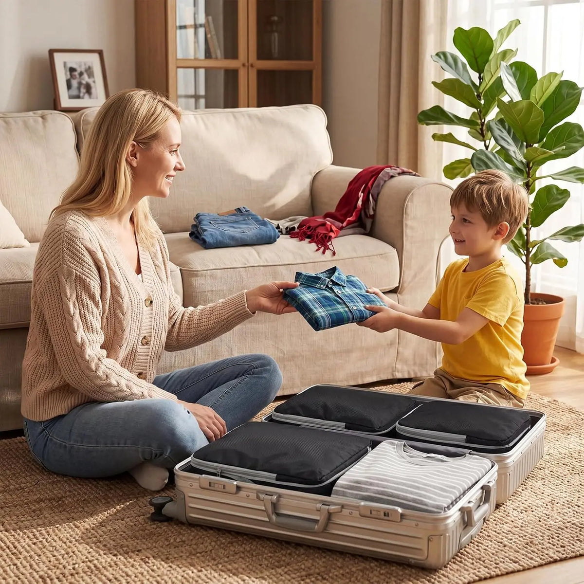 4Pcs Travel Compression Packing Cube Set