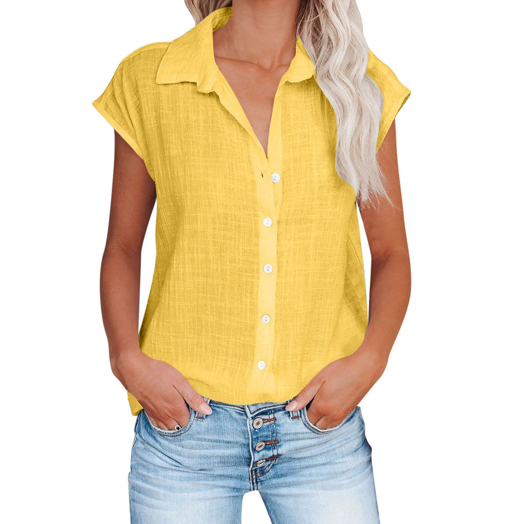 Women's Summer Solid Cotton Linen Shirt