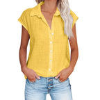Women's Summer Solid Cotton Linen Shirt
