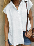 Women's Summer Solid Cotton Linen Shirt