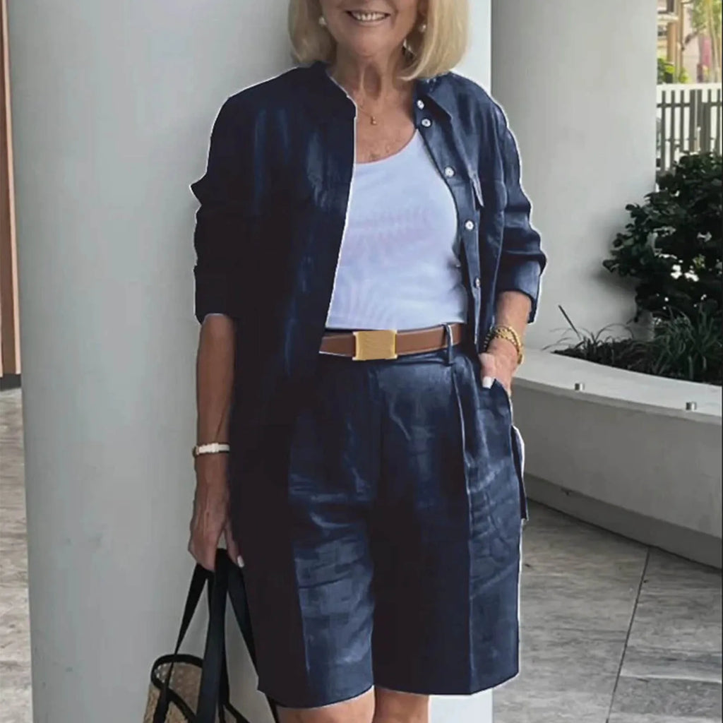 Women's Elegant Solid Color Shorts Sets