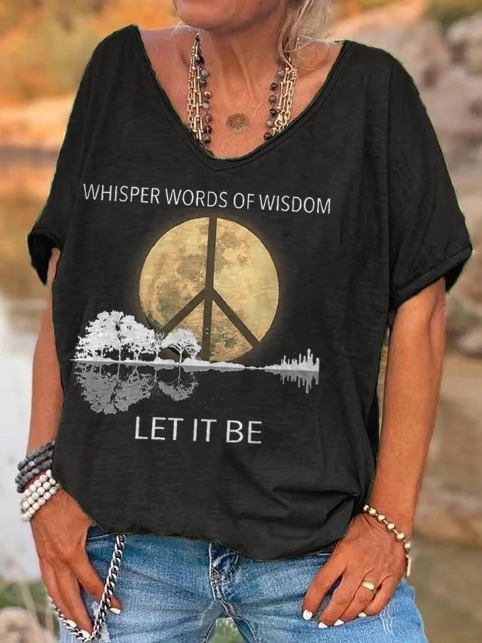 Women's Hippie Let It Be Print T-Shirts