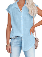 Women's Summer Solid Cotton Linen Shirt