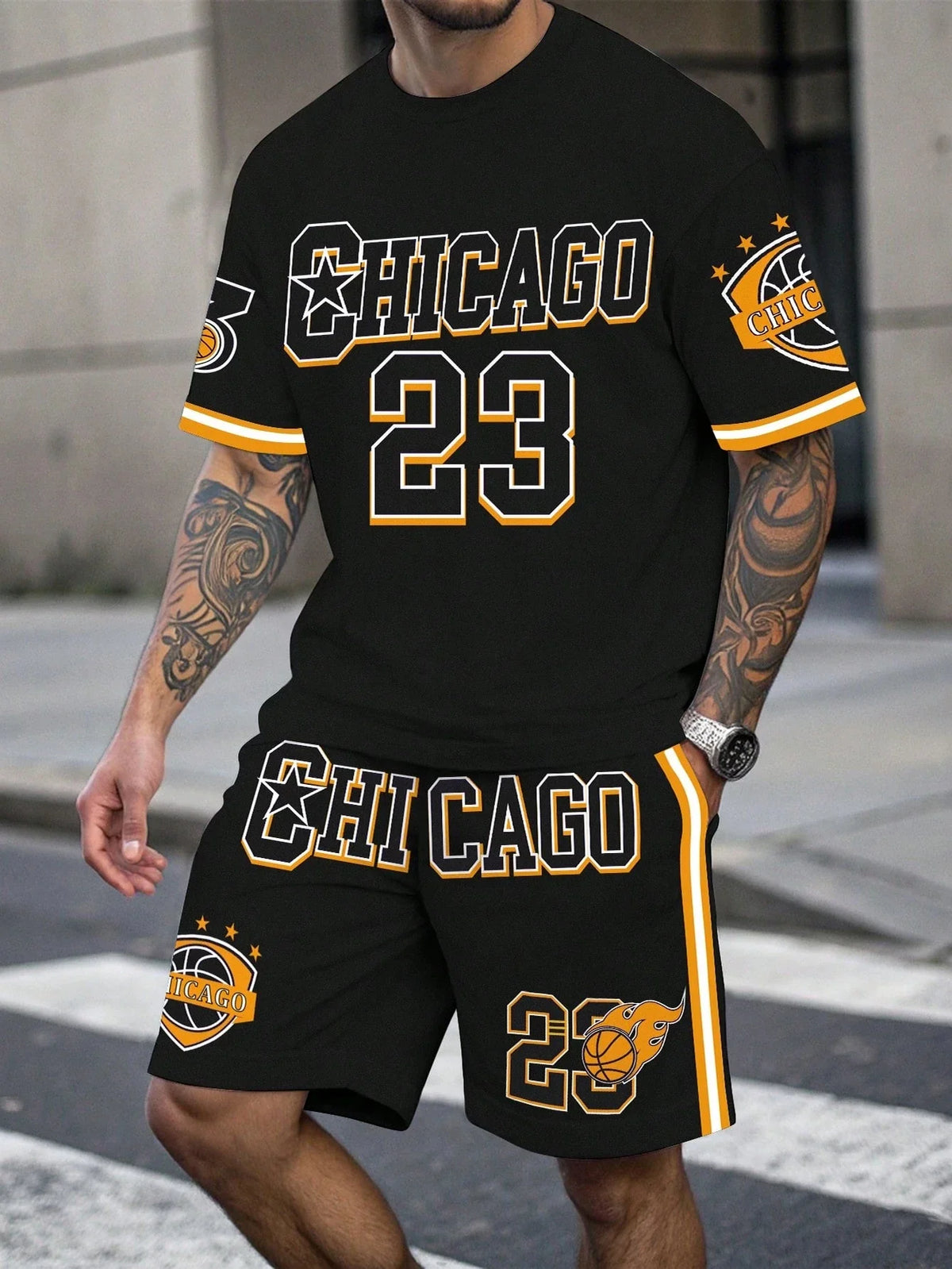 Men's Plus Size Basketball Shorts Set