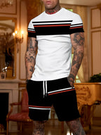 Men's Short Sleeve Palm Tree Print Shorts Set