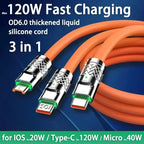 3 in 1 Micro USB iPhone Charging Cable 120W