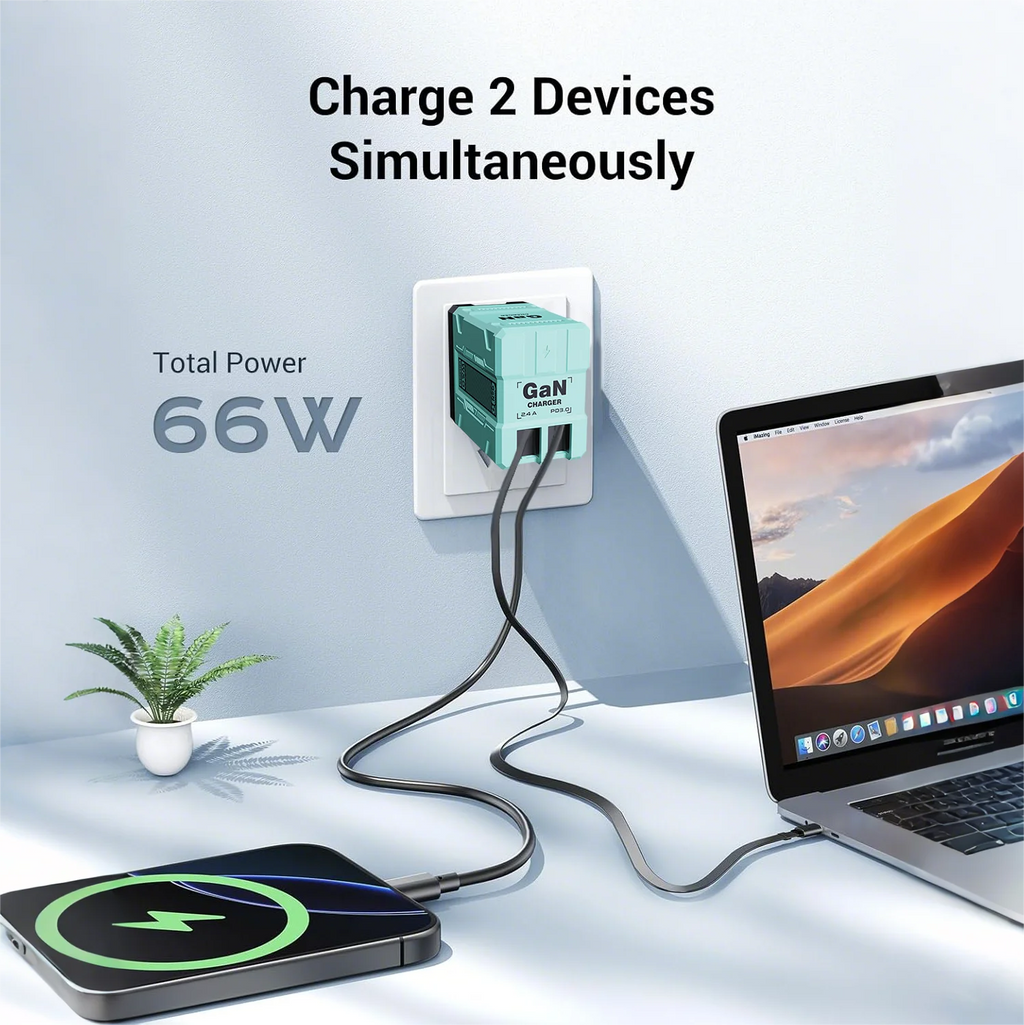VoltGo GaN 45W Fast Wall Charger with Retractable Type-C Cable