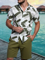 Men's Vacation Casual Short Sleeve Shirt Shorts Set