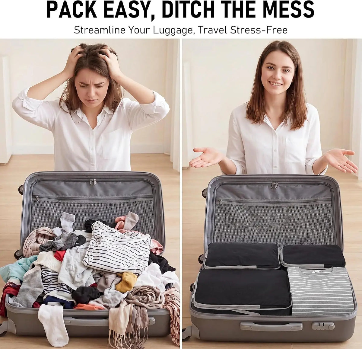 4Pcs Travel Compression Packing Cube Set