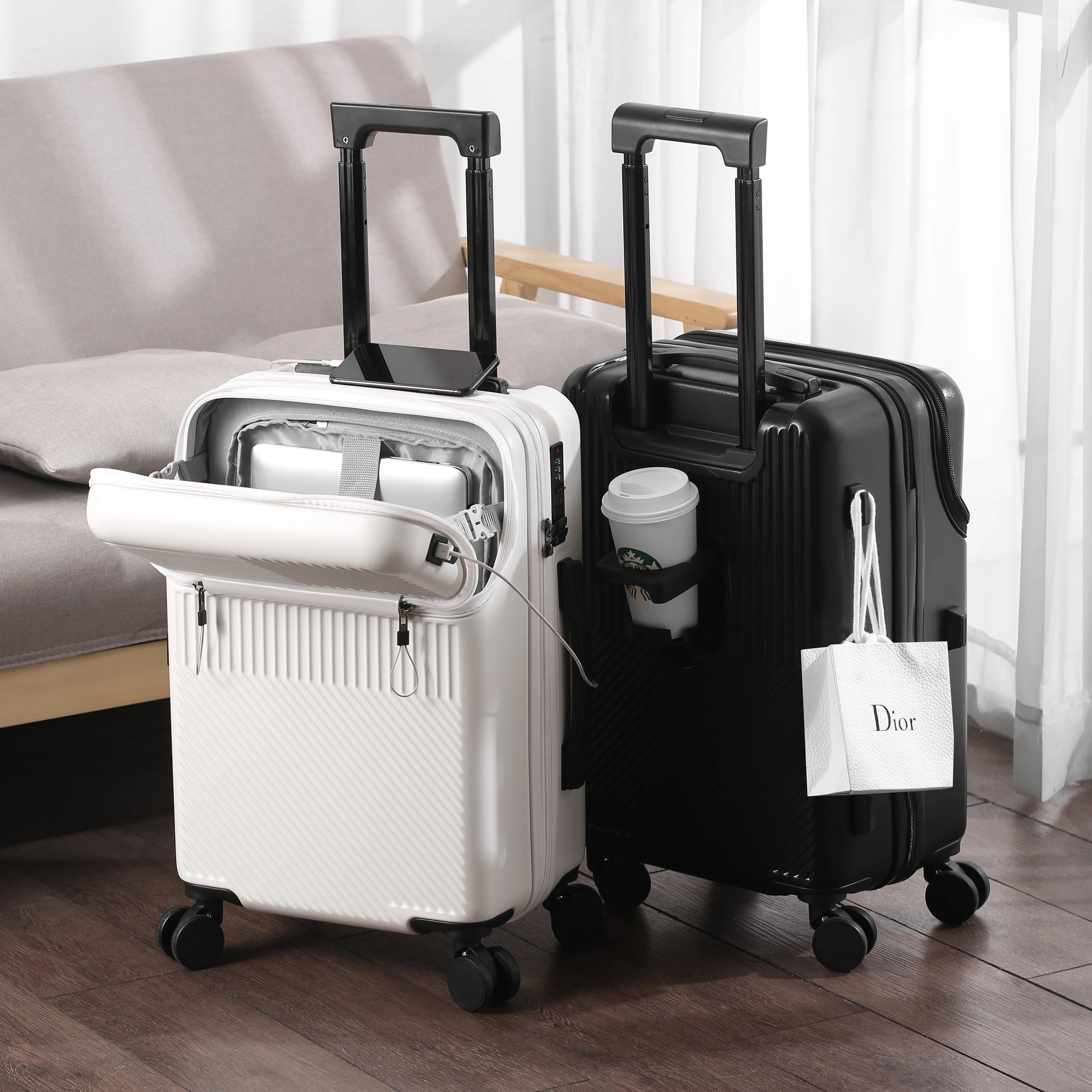 Stylish 20" Lightweight Carry-on w/Cup Holder