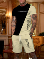 Men's Short Sleeve Palm Tree Print Shorts Set