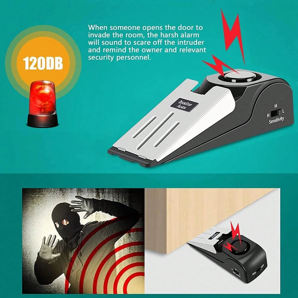 SafeStay Portable Door Stop Alarm – 120dB Travel Hotel Safety Wedge