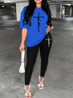 Women's T-Shirt Top & Medium Stretch Comfy Pants